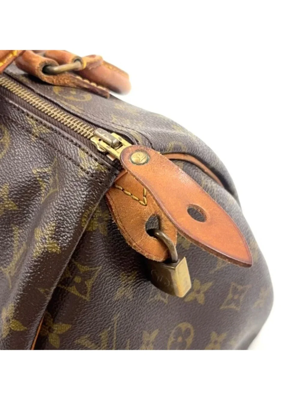 Louis Vuitton Speedy 30 Monogram Leather Brown Light Handbag Gold
